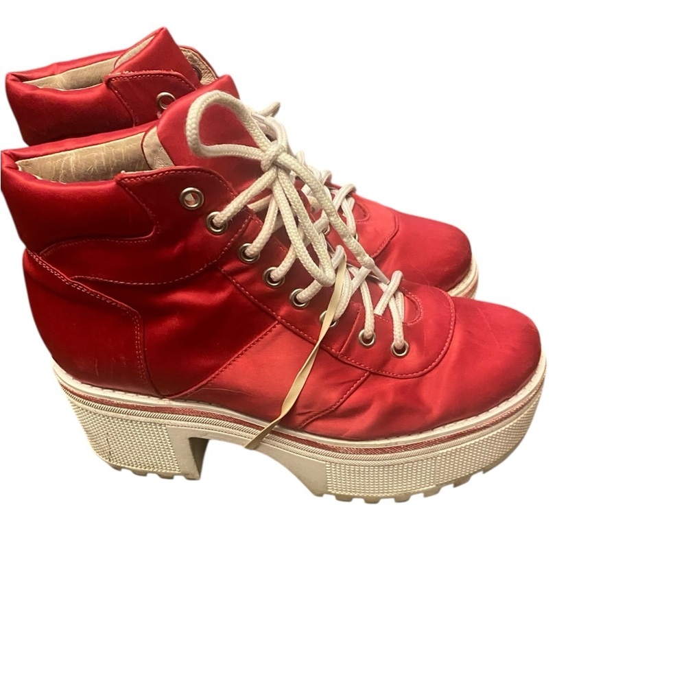 Jeffrey Campbell Magee Pink lace up boots